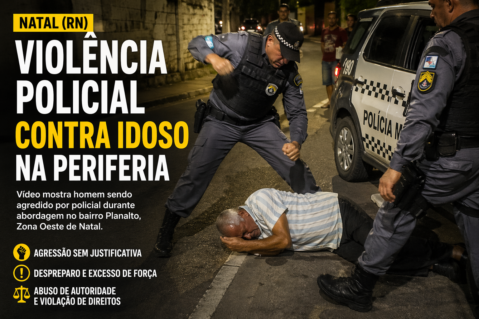 Agressão policial a idoso em periferia de Natal expõe falhas estruturais e reacende debate sobre uso da força