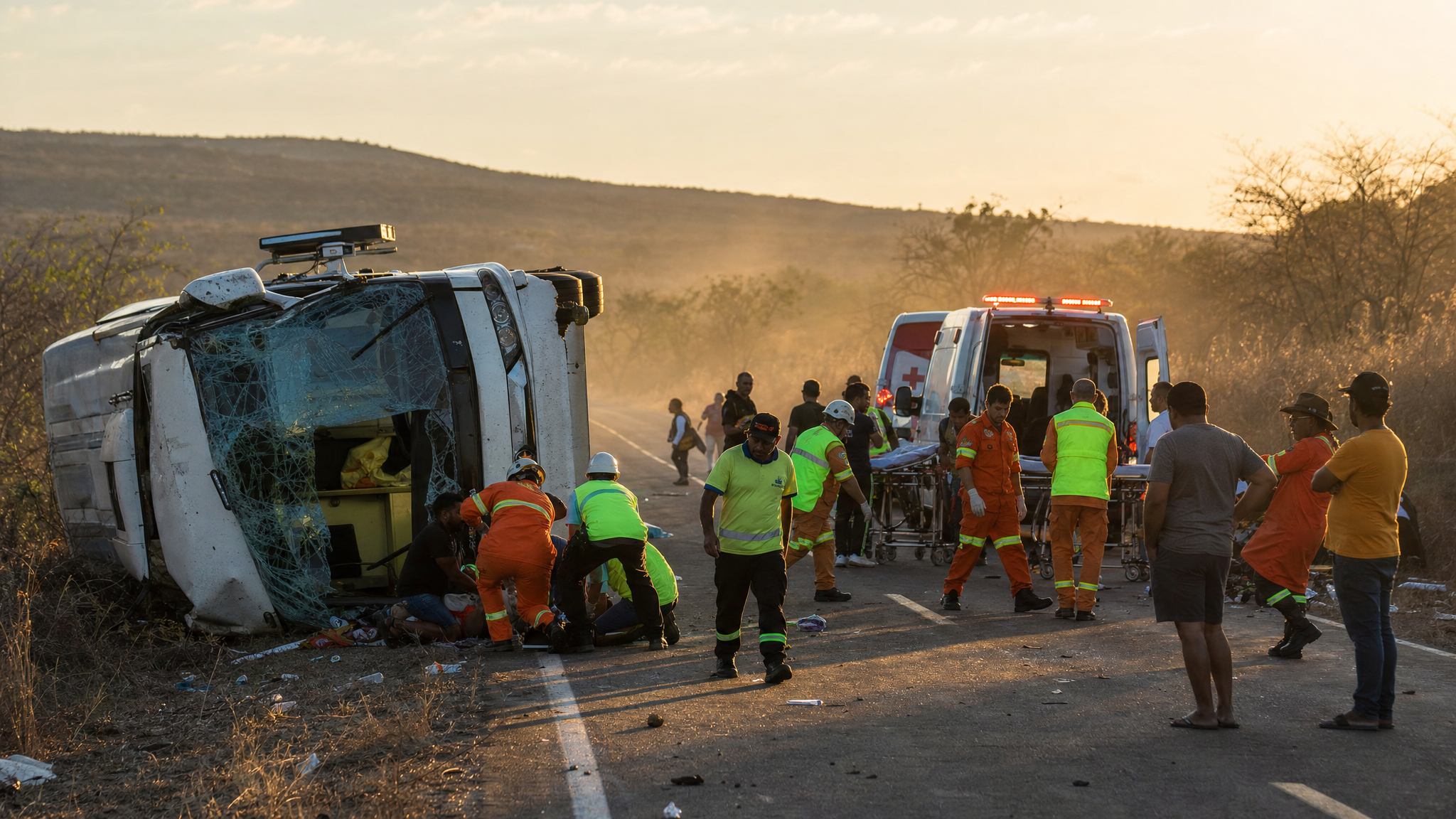 Acidente com autocarro de romeiros no Ceará faz dois mortos e vários feridos